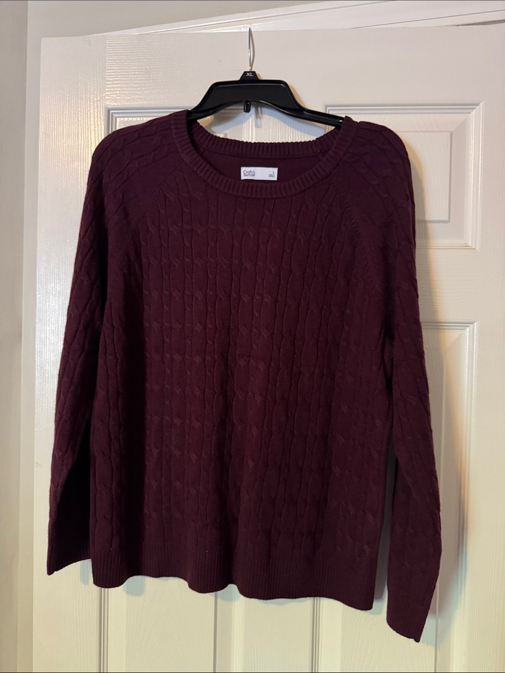 croft & barrow Cable Knit Crewneck Sweater - Plum